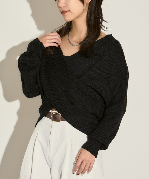 H.TOKYO(エイチトウキョウ)の「フロントクロスVネックカシュクールニット(ニット/セーター・レディース・ベージュ/ブラウン/ブラック・FREE)」の22枚目の写真