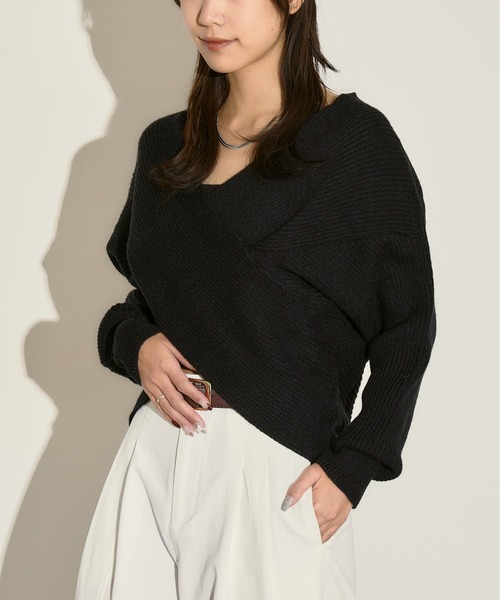 H.TOKYO(エイチトウキョウ)の「フロントクロスVネックカシュクールニット(ニット/セーター・レディース・ベージュ/ブラウン/ブラック・FREE)」の21枚目の写真
