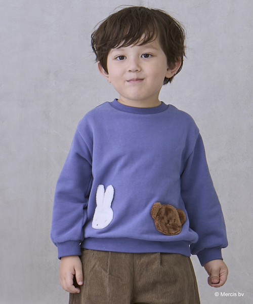 petit main（プティマイン）の「【miffy】モチーフトレーナー（スウェット・キッズ・アイボリー/ブラック/ライトピンク/ブルー・100cm/80ｃｍ/90cm/110cm/120cm/130cm）」の3枚目の写真