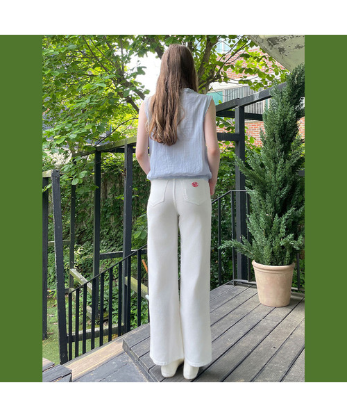 Dying Flare Stretch Pants - Ivory