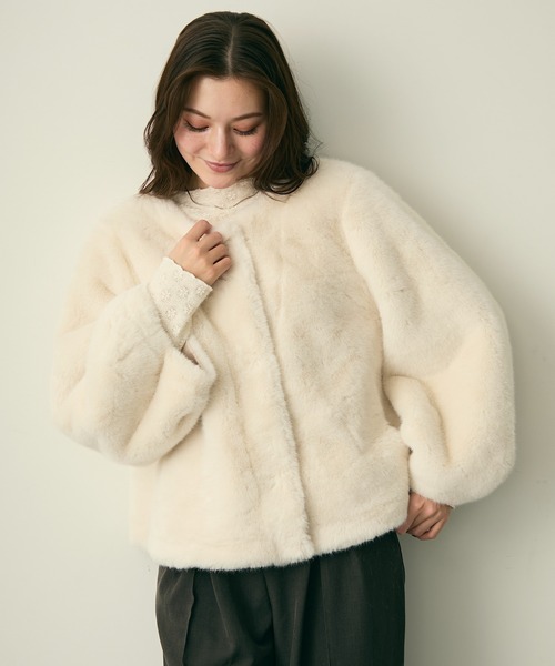 Lunea（ルネア）の「ボリュームファーブルゾン（ブルゾン・レディース・ブラウン/アイボリー/ブラック・FREE）」の5枚目の写真