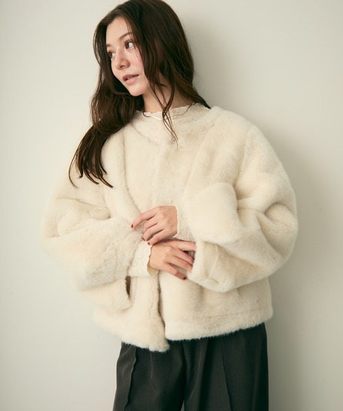 Lunea（ルネア）の「ボリュームファーブルゾン（ブルゾン・レディース・ブラウン/アイボリー/ブラック・FREE）」の7枚目の写真