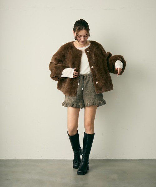 Lunea（ルネア）の「ボリュームファーブルゾン（ブルゾン・レディース・ブラウン/アイボリー/ブラック・FREE）」の11枚目の写真