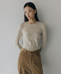BLANKROOM HER（ブランクルームウーマン）の「ローブイネックTシャツ_LIGHT BEIGE（Tシャツ/カットソー）」