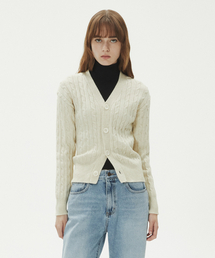 CABLE POINT BUTTON KNIT CARDIGAN_CREAM