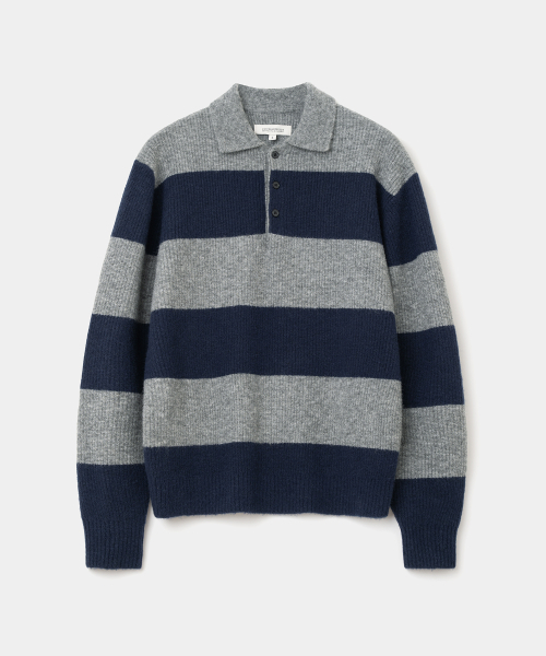 UNIFORM BRIDGE(ユニフォームブリッジ)の「collar rugby knit blue(ニット/セーター・メンズ・その他・SMALL/MEDIUM/LARGE/X-LARGE)」の1枚目の写真