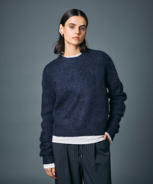 45R アルル縮絨逆バスク 908 オーシャン モックネック ニット ネイビー 45R アルル縮絨逆バスク 908 オーシャン モックネック ニット ネイビー