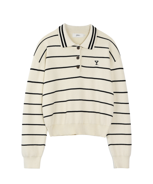 YALE(イェール)の「ウィメンズ Yロゴストライプポロニット_アイボリー(ニット/セーター・レディース・その他・SMALL/MEDIUM)」の2枚目の写真