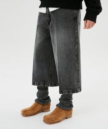 MOONSUN（ムーンサン）の「For men, Crochet Patch Culotte Denim Pants / Washed Out Black（デニムパンツ）」