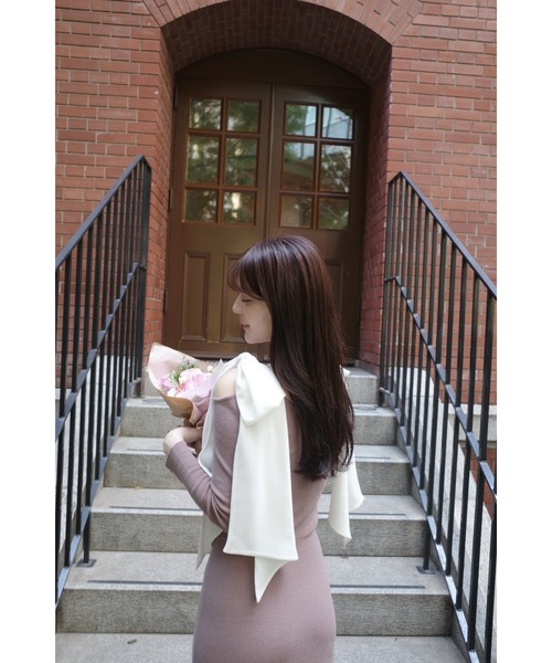 セール】Open Shoulder Ribbon Knit Dress（ワンピース）｜MISTREASS