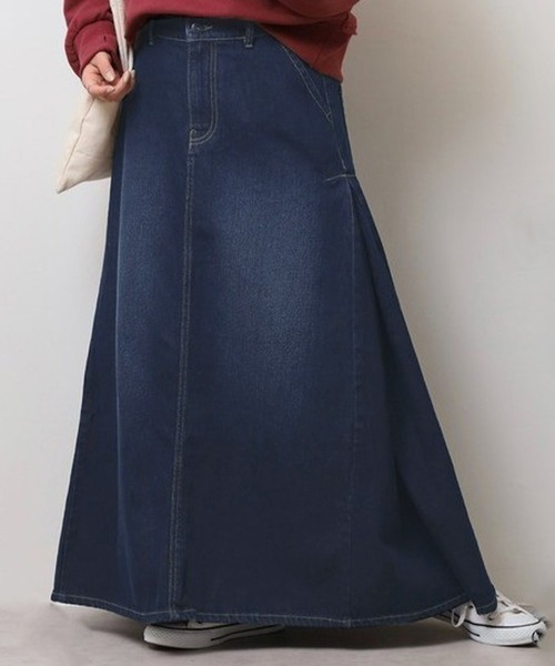 DAY CLOSET(デイ クローゼット)の「【バックゴム有】揺れ感メイクサイドプリーツ。Aラインロングデニムスカート(デニムスカート・レディース・ブルー/インディゴブルー/ネイビー/ブラック・L/M)」の21枚目の写真