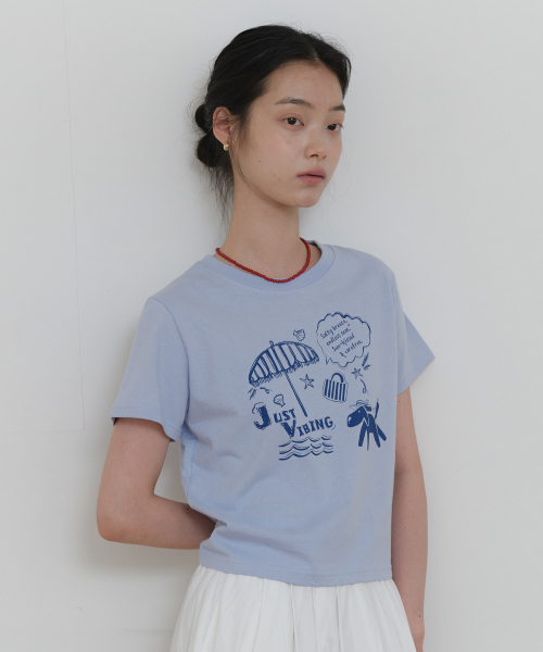 YUPPE(ヨッペ)の「PIKNIC DOG T-SHIRT_SKY BLUE(Tシャツ/カットソー・レディース・その他・FREE)」の3枚目の写真