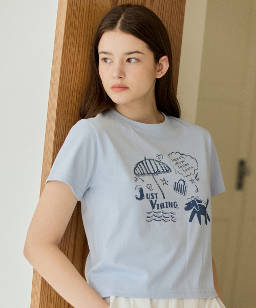 YUPPE(ヨッペ)の「PIKNIC DOG T-SHIRT_SKY BLUE(Tシャツ/カットソー・レディース・その他・FREE)」の5枚目の写真
