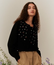 【LOULOU WILLOUGHBY】CHERRYビジューカーディガン