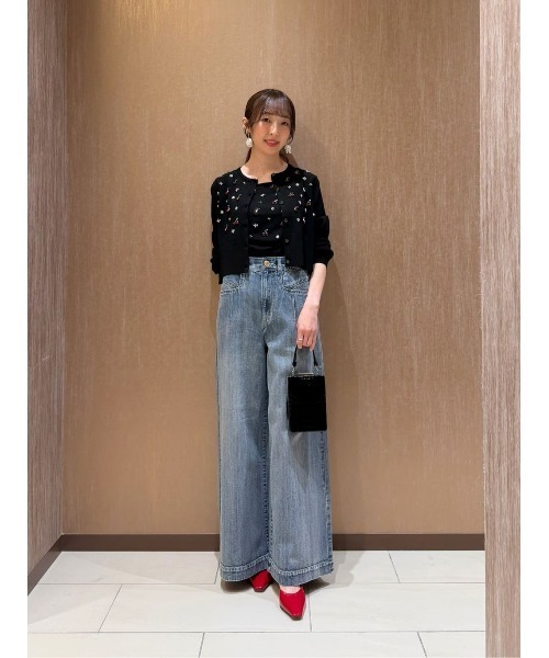 LOULOU WILLOUGHBY（ルルウィルビー）の「【LOULOU WILLOUGHBY】CHERRYビジューカーディガン（カーディガン/ボレロ・レディース・ブラック/サックスブルー/オフホワイト・2）」の13枚目の写真