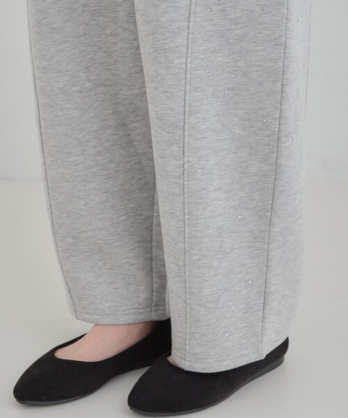 Cutie Blonde（キューティーブロンド）の「【洗濯機可/あったか/S-LL】裏起毛ストーン付き スウェットカーブパンツ（その他パンツ・レディース・ライトグレー/ブラック・04/03/02/01）」の16枚目の写真