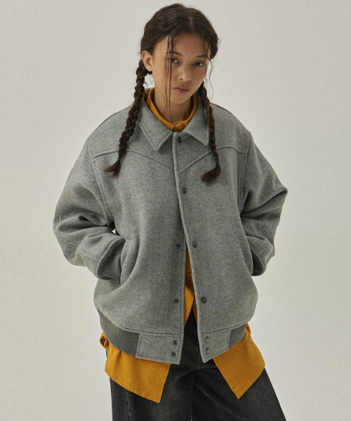 バスティ 5703 ウエスタンウールパディング グレー スタジアムジャケット