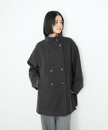 Idnes スタンドカラー 3WAY ダブルボタン ミドルコート