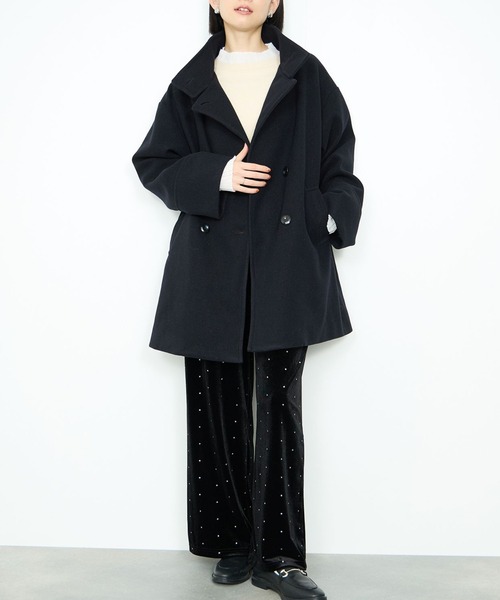 セール】Idnes スタンドカラー 3WAY ダブルボタン ミドルコート