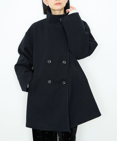 セール】Idnes スタンドカラー 3WAY ダブルボタン ミドルコート