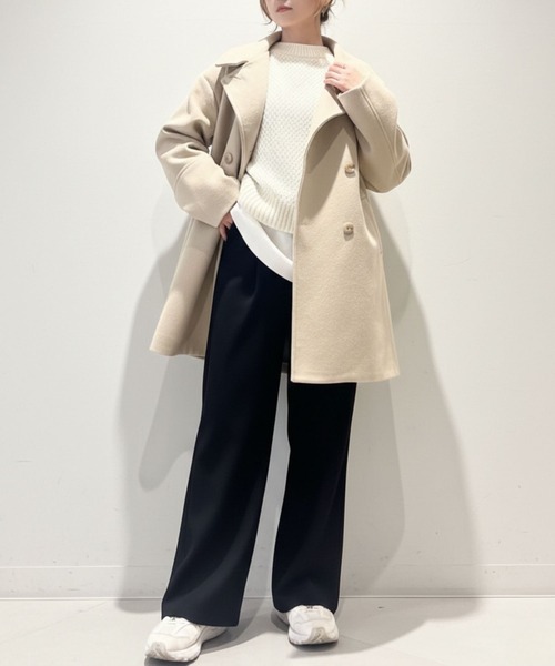 セール】Idnes スタンドカラー 3WAY ダブルボタン ミドルコート