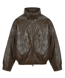 CRINKLE FAUX LEATHER PADDING_BROWN