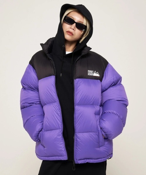 FIRST DOWN(ファーストダウン)の「FIRST DOWN LIGHT BUBBLE DOWN JKT(ファーストダウン ライトバブルダウンジャケット)(ダウンジャケット/コート・メンズ・パープル/グレー/ブラック・MEDIUM/X-LARGE/LARGE)」の3枚目の写真