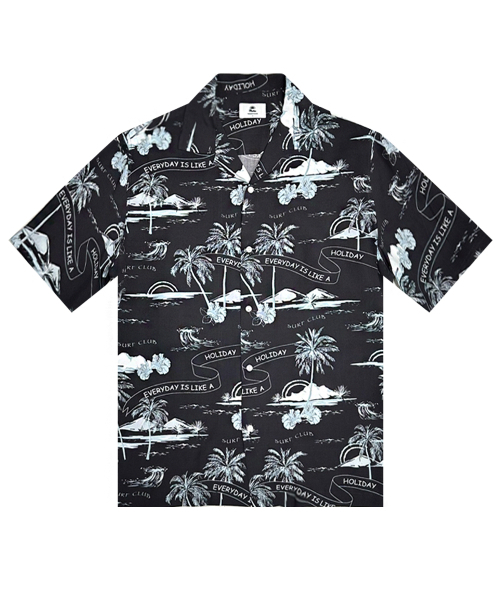 THESHIRTHOUSE(ザシャツハウス)の「ハワイアンシャツサンセットアイランド-ブラック(シャツ/ブラウス・メンズ・ブラック・1)」の1枚目の写真