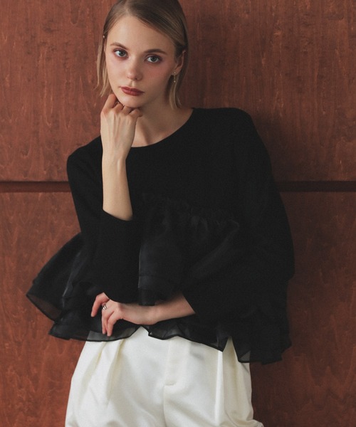 MERAKI(メラキ)の「アシンメトリーレーストップス(その他トップス・レディース・ホワイト/ブラック・FREE)」の2枚目の写真