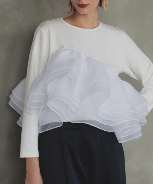 MERAKI(メラキ)の「アシンメトリーレーストップス(その他トップス・レディース・ホワイト/ブラック・FREE)」の8枚目の写真