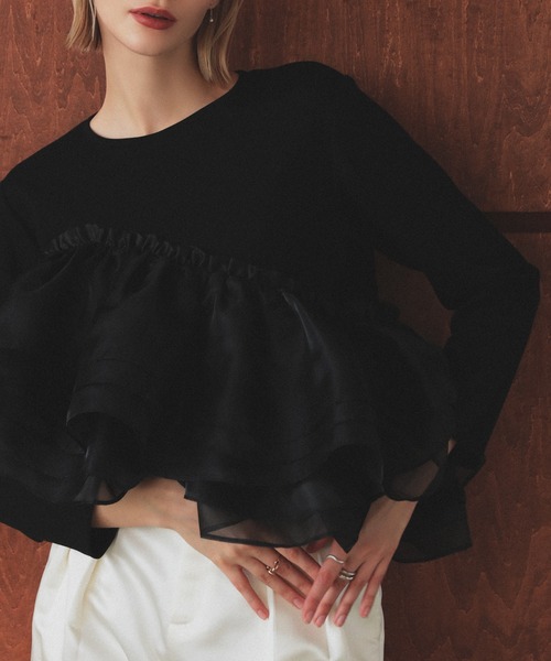 MERAKI(メラキ)の「アシンメトリーレーストップス(その他トップス・レディース・ホワイト/ブラック・FREE)」の9枚目の写真