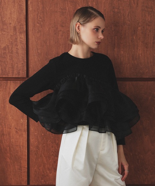 MERAKI(メラキ)の「アシンメトリーレーストップス(その他トップス・レディース・ホワイト/ブラック・FREE)」の12枚目の写真