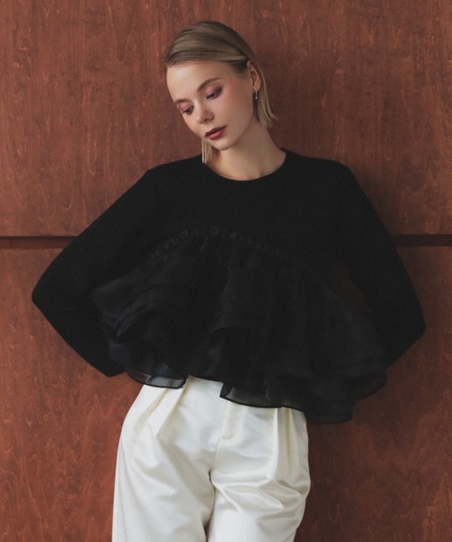 MERAKI(メラキ)の「アシンメトリーレーストップス(その他トップス・レディース・ホワイト/ブラック・FREE)」の14枚目の写真