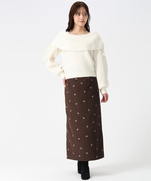 31 Sons de mode(トランテアン ソン ドゥ モード)の「2025秋冬新作 刺繍タイトスカート(スカート・レディース・ブルー/ブラウン/ベージュ・S/M)」の7枚目の写真