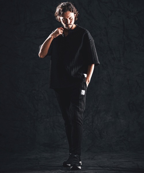 wjk reluxe(ダブルジェーケーリラックス)の「mt10163-cable knit jacquard key neck SS pullover キーネックプルオーバー(WR26S-13)(Tシャツ/カットソー・メンズ・ブラック/トップグレー/ホワイト・M/S/L)」の6枚目の写真