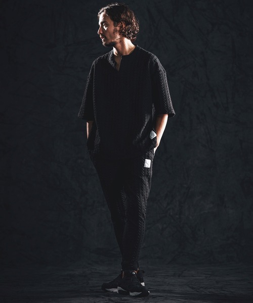 wjk reluxe(ダブルジェーケーリラックス)の「mt10163-cable knit jacquard key neck SS pullover キーネックプルオーバー(WR26S-13)(Tシャツ/カットソー・メンズ・ブラック/トップグレー/ホワイト・M/S/L)」の8枚目の写真