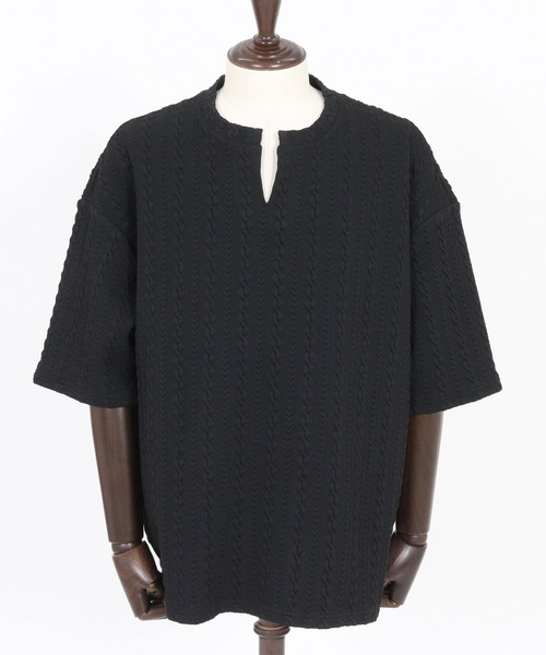 wjk reluxe(ダブルジェーケーリラックス)の「mt10163-cable knit jacquard key neck SS pullover キーネックプルオーバー(WR26S-13)(Tシャツ/カットソー・メンズ・ブラック/トップグレー/ホワイト・M/S/L)」の20枚目の写真