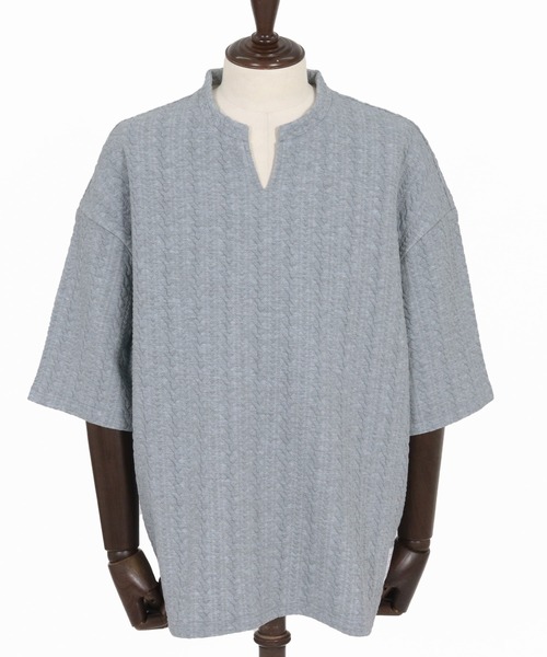 wjk reluxe(ダブルジェーケーリラックス)の「mt10163-cable knit jacquard key neck SS pullover キーネックプルオーバー(WR26S-13)(Tシャツ/カットソー・メンズ・ブラック/トップグレー/ホワイト・M/S/L)」の22枚目の写真