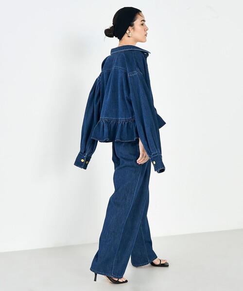 Rie Miller(リエミラー)の「【RM denim】裾フリルショート丈Gジャン(ブルゾン・レディース・インディゴブルー・FREE)」の4枚目の写真
