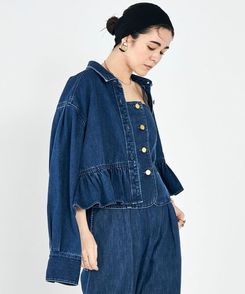 Rie Miller(リエミラー)の「【RM denim】裾フリルショート丈Gジャン(ブルゾン・レディース・インディゴブルー・FREE)」の8枚目の写真