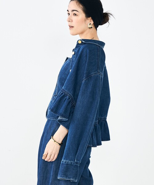 Rie Miller(リエミラー)の「【RM denim】裾フリルショート丈Gジャン(ブルゾン・レディース・インディゴブルー・FREE)」の10枚目の写真
