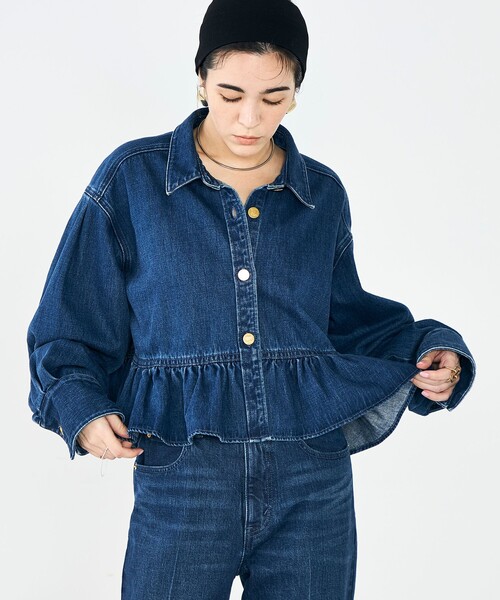 Rie Miller(リエミラー)の「【RM denim】裾フリルショート丈Gジャン(ブルゾン・レディース・インディゴブルー・FREE)」の18枚目の写真