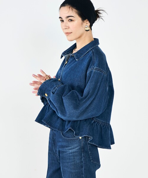 Rie Miller(リエミラー)の「【RM denim】裾フリルショート丈Gジャン(ブルゾン・レディース・インディゴブルー・FREE)」の19枚目の写真