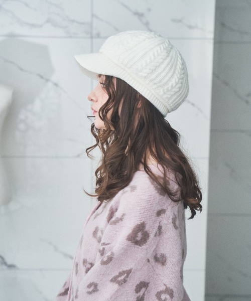 Lovilyn（ラヴィリン）の「ケーブルニットキャスケット（キャスケット・レディース・ブラック/ホワイト/ベージュ・FREE）」の6枚目の写真