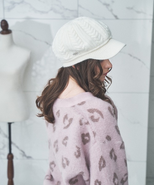 Lovilyn（ラヴィリン）の「ケーブルニットキャスケット（キャスケット・レディース・ブラック/ホワイト/ベージュ・FREE）」の7枚目の写真