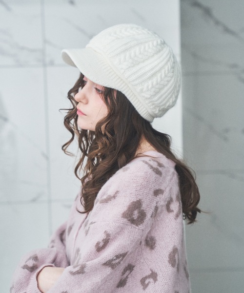 Lovilyn（ラヴィリン）の「ケーブルニットキャスケット（キャスケット・レディース・ブラック/ホワイト/ベージュ・FREE）」の9枚目の写真