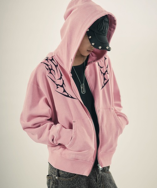 MSG（エムエスジー）の「Buyer's Select/ トライバル刺繍ZIPパーカー（パーカー・メンズ・ピンク/チャコール・M/L）」の14枚目の写真