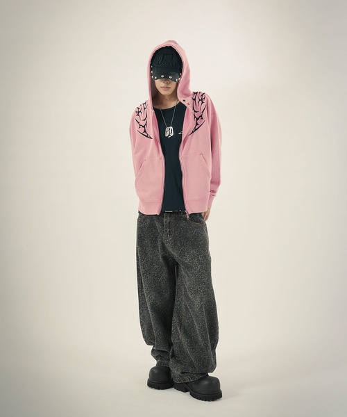 MSG（エムエスジー）の「Buyer's Select/ トライバル刺繍ZIPパーカー（パーカー・メンズ・ピンク/チャコール・M/L）」の19枚目の写真