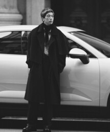 ADAM ET ROPE' | カシミヤ ダブルフェイス セミダブルコート / マフラー付き(ステンカラーコート)