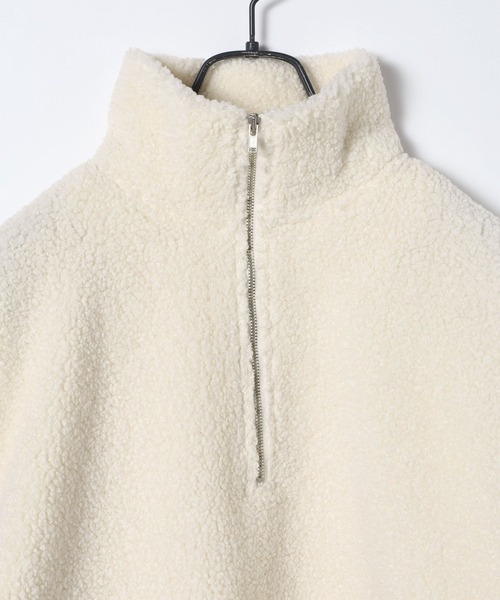 JEANASIS（ジーナシス）の「ボアハーフZIPショートプルオーバー/636273（スウェット・レディース・オフホワイト/チャコールグレー・FREE）」の4枚目の写真